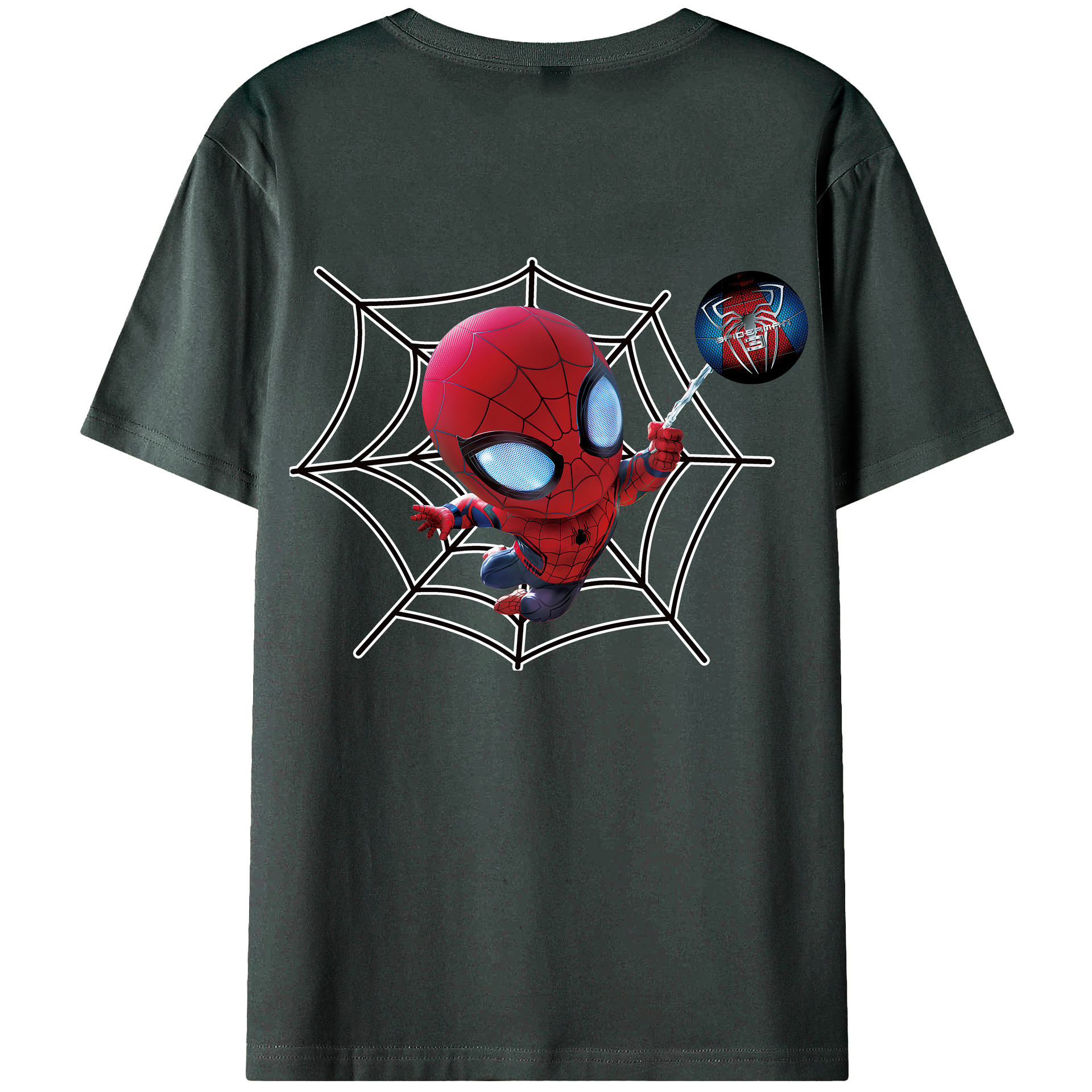 （画像用） Spider Man スパイダーマン 綿100％ メンズ半袖Tシャツ（バックプリント） 通気性